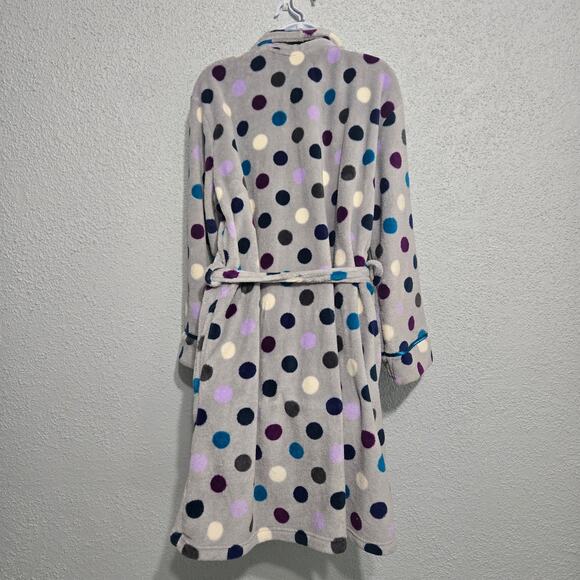 Covington Womens Polka Dot Longlined Bathrobe Size L Fluffy Comfy Soft Lounge - Picture 2 of 7